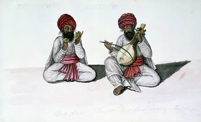 Framed Print : Musicians with cymbals and stringed instruments, 1856. Creator: Unknown Framed Print : Musicians with cymbals and stringed instruments, 1856. Creator: Unknown