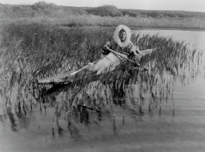 Framed Print : The Muskrat-hunter-Kotzebue, c1929. Creator: Edward Sheriff Curtis Framed Print : The Muskrat-hunter-Kotzebue, c1929. Creator: Edward Sheriff Curtis