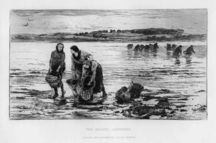 Framed Print : The Mussel Gatherers, c1890. Artist: Colin Hunter Framed Print : The Mussel Gatherers, c1890. Artist: Colin Hunter