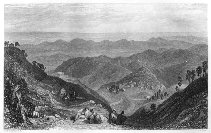 Framed Print : Mussoorie and the Dhoon valley, India, c1860. Artist: James B Allen Framed Print : Mussoorie and the Dhoon valley, India, c1860. Artist: James B Allen