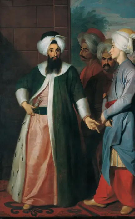 Framed Print : Mustapha Aga and his Retinue, 1730s. Artist: Schroeder, Georg Engelhard (1684-1750) Framed Print : Mustapha Aga and his Retinue, 1730s. Artist: Schroeder, Georg Engelhard (1684-1750)