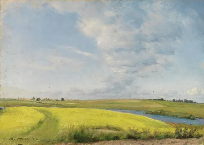 Framed Print : Mustard field, 1895. Creator: Julius Paulsen Framed Print : Mustard field, 1895. Creator: Julius Paulsen