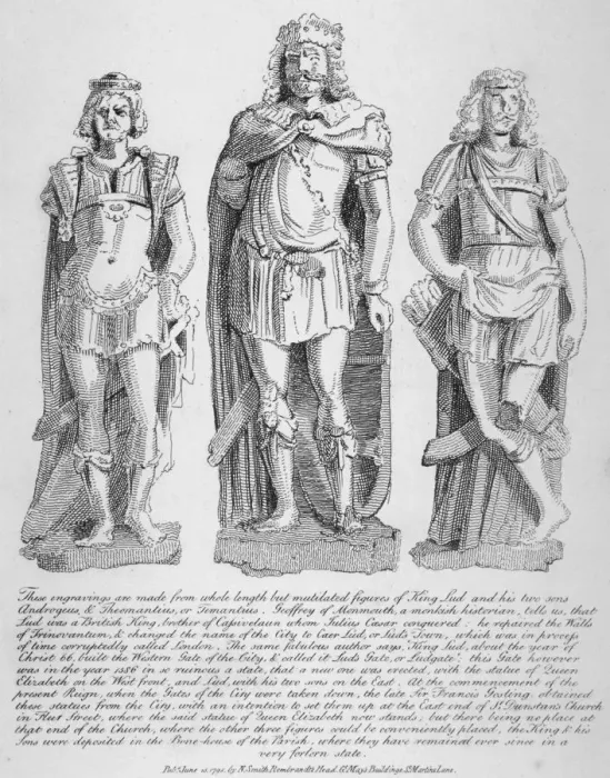 Framed Print : Mutilated figures of the mythical King Lud and his two sons Androgeus and Theomantius, 1795 Framed Print : Mutilated figures of the mythical King Lud and his two sons Androgeus and Theomantius, 1795