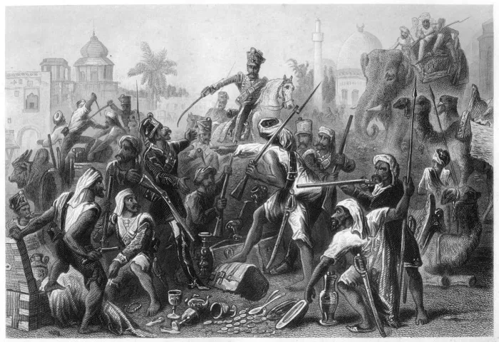 Framed Print : Mutinous Sepoys dividing spoils, 1857, (c1860) Framed Print : Mutinous Sepoys dividing spoils, 1857, (c1860)