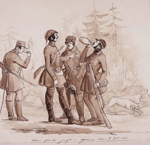 'My first hunt'. Gimo October 7, 1841. Creator: Fritz von Dardel. 'My first hunt'. Gimo October 7, 1841. Creator: Fritz von Dardel