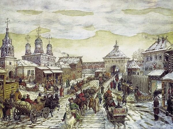 At the Myasnitskaya Gates of the Bely Gorod of the Moscow in the XVII Century, 1926. Artist: Vasnetsov, Appolinari Mikhaylovich (1856-1933)