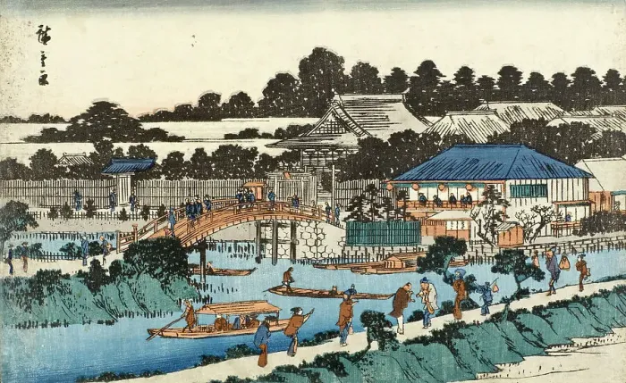 Framed Print : Myokendo Temple in Yanagizaki, Mid-1830s to mid-1840s. Creator: Ando Hiroshige Framed Print : Myokendo Temple in Yanagizaki, Mid-1830s to mid-1840s. Creator: Ando Hiroshige