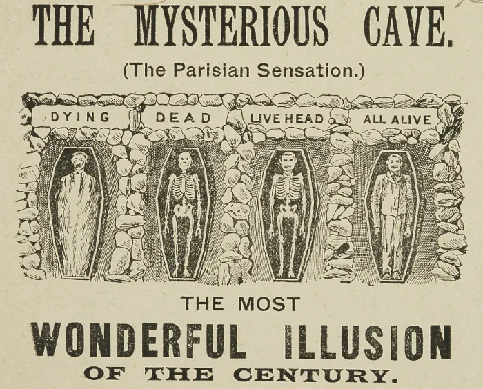 Framed Print : The Mysterious Cave, 'The Most Wonderful Illusion of the Century', 1895. Creator: Unknown Framed Print : The Mysterious Cave, 'The Most Wonderful Illusion of the Century', 1895. Creator: Unknown