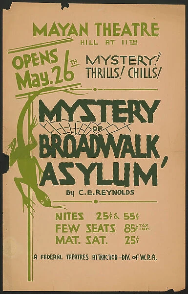 Mystery of Broadwalk Asylum, Los Angeles, [193-]. Creator: Unknown