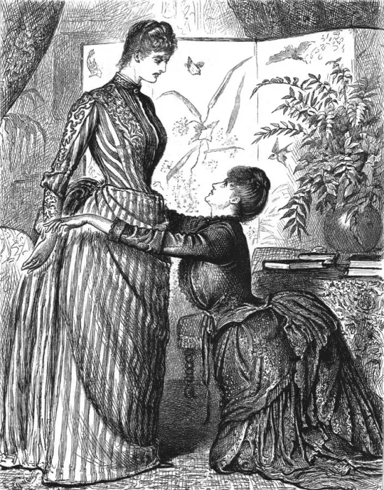 Framed Print : The Mystery of Mirbridge, by James Payn. What! Is it possible that you will not tell him?, 188 Creator: George du Maurier Framed Print : The Mystery of Mirbridge, by James Payn. What! Is it possible that you will not tell him?, 188 Creator: George du Maurier