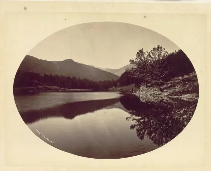Framed Print : Mystic Lake, M. T. 1872. Creator: William Henry Jackson (American, 1843-1942) Framed Print : Mystic Lake, M. T. 1872. Creator: William Henry Jackson (American, 1843-1942)