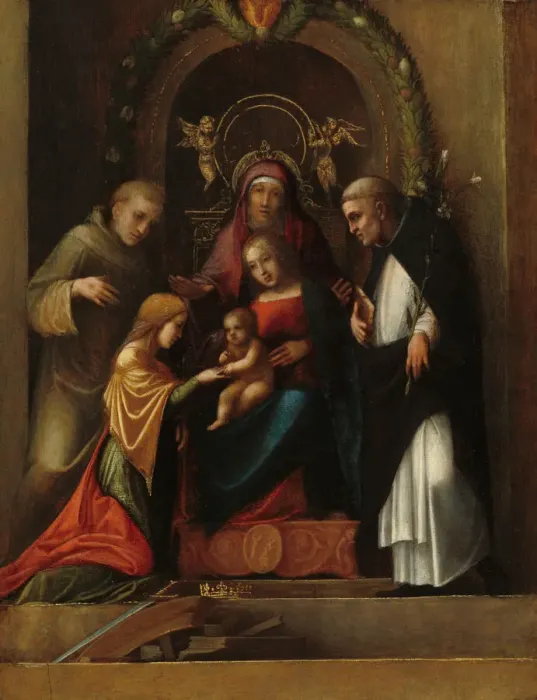 Framed Print : The Mystic Marriage of Saint Catherine, 1510 / 1515. Creator: Correggio Framed Print : The Mystic Marriage of Saint Catherine, 1510 / 1515. Creator: Correggio