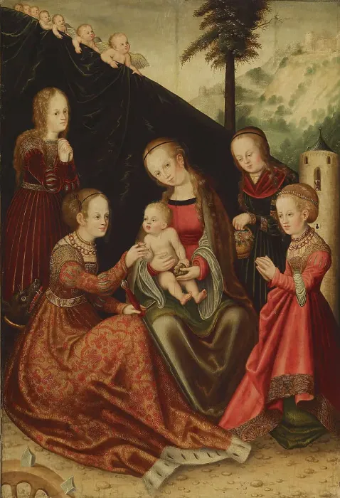 Framed Print : Mystic Marriage of Saint Catherine, 16th century. Creator: Unknown Framed Print : Mystic Marriage of Saint Catherine, 16th century. Creator: Unknown
