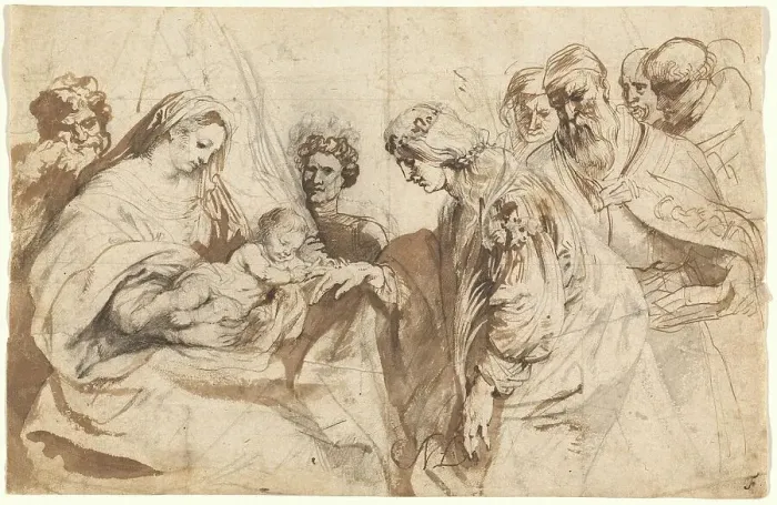 Framed Print : The Mystic Marriage of Saint Catherine, c. 1618. Creator: Anthony van Dyck Framed Print : The Mystic Marriage of Saint Catherine, c. 1618. Creator: Anthony van Dyck