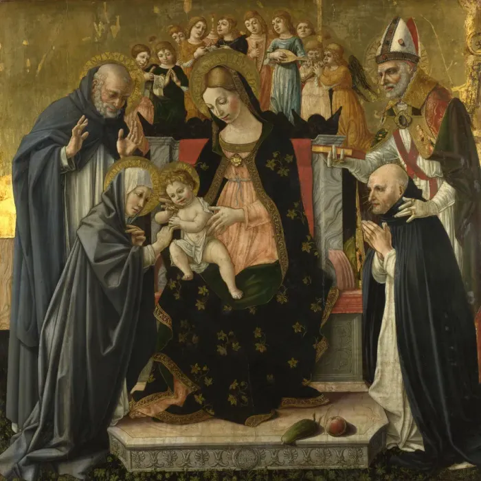 Framed Print : The Mystic Marriage of Saint Catherine of Siena, c. 1490-1495. Artist: Lorenzo d Alessandro (ca 1445-1503) Framed Print : The Mystic Marriage of Saint Catherine of Siena, c. 1490-1495. Artist: Lorenzo d Alessandro (ca 1445-1503)