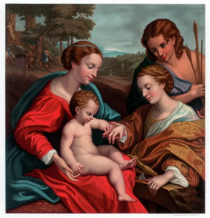 Framed Print : The Mystic Marriage of St Catherine, 1526-1527 (1870). Artist: Franz Kellerhoven Framed Print : The Mystic Marriage of St Catherine, 1526-1527 (1870). Artist: Franz Kellerhoven