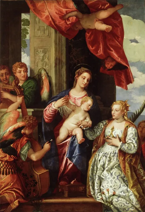 Framed Print : The Mystic Marriage of St. Catherine, c.between 1550 and 1560. Creator: Paolo Veronese Framed Print : The Mystic Marriage of St. Catherine, c.between 1550 and 1560. Creator: Paolo Veronese