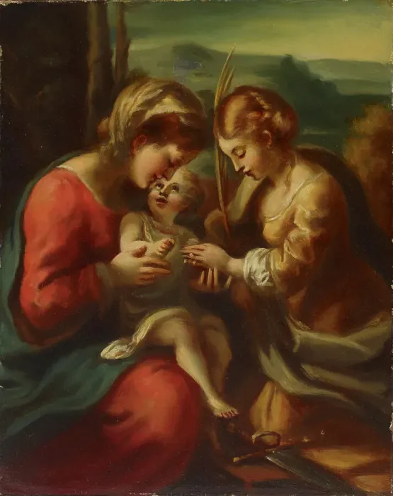 Framed Print : The Mystic marriage of St. Catherine, c1520s. Creator: Antonio da Correggio Framed Print : The Mystic marriage of St. Catherine, c1520s. Creator: Antonio da Correggio