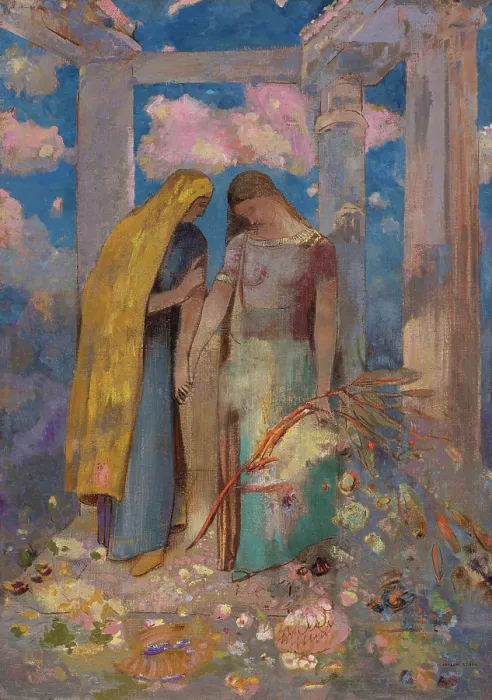 Framed Print : Mystical Conversation, c1896. Creator: Redon, Odilon (1840-1916) Framed Print : Mystical Conversation, c1896. Creator: Redon, Odilon (1840-1916)