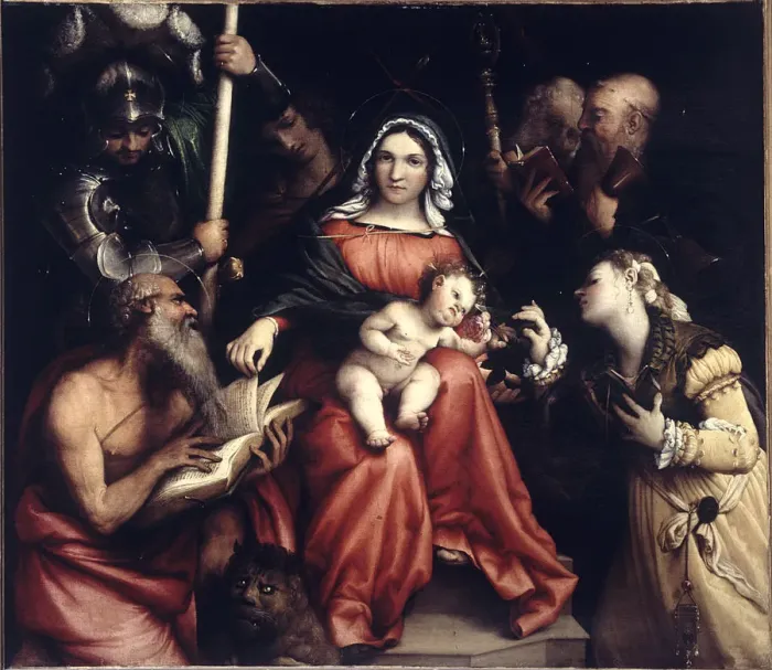 Framed Print : The Mystical Marriage of Saint Catherine, 1524. Creator: Lotto, Lorenzo (1480-1556) Framed Print : The Mystical Marriage of Saint Catherine, 1524. Creator: Lotto, Lorenzo (1480-1556)