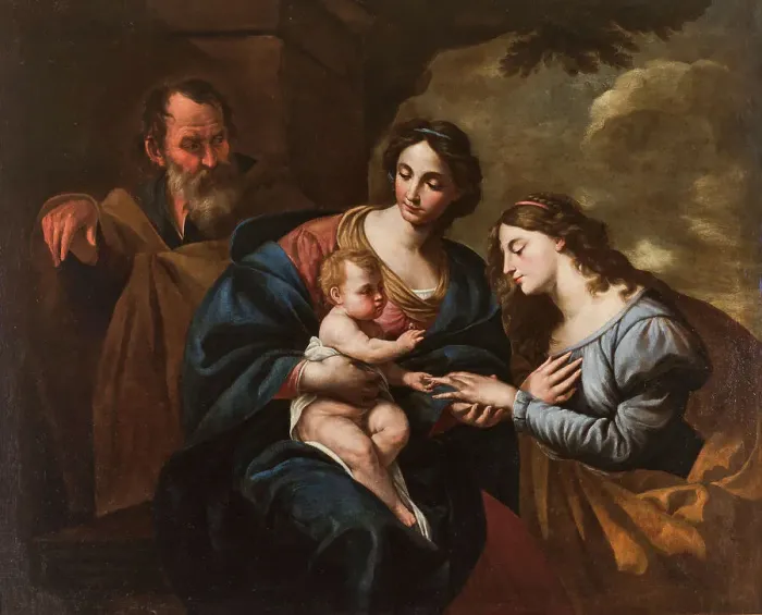 Framed Print : The Mystical Marriage of Saint Catherine, Mid of 17th cen.. Creator: Vaccaro, Andrea (1604-1670) Framed Print : The Mystical Marriage of Saint Catherine, Mid of 17th cen.. Creator: Vaccaro, Andrea (1604-1670)