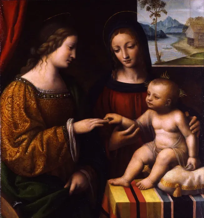 Framed Print : The Mystical Marriage of Saint Catherine, c. 1520. Artist: Luini, Bernardino (ca. 1480-1532) Framed Print : The Mystical Marriage of Saint Catherine, c. 1520. Artist: Luini, Bernardino (ca. 1480-1532)