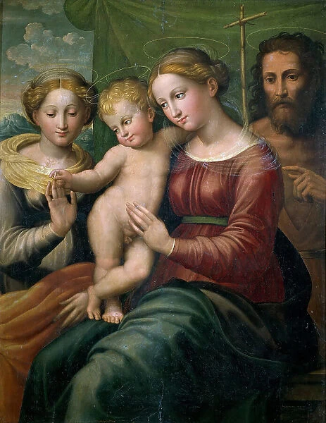 The Mystical Marriage of Saint Catherine and Saint John the Baptist, First Half of 16th cen. Creator: Francucci, Innocenzo (1490 / 94-1547 / 50)