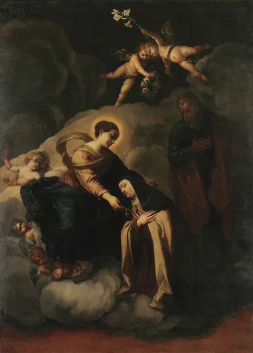 Framed Print : The Mystical Marriage of Saint Theresa, 1641-1642. Creator: Cairo, Francesco (1607-1665) Framed Print : The Mystical Marriage of Saint Theresa, 1641-1642. Creator: Cairo, Francesco (1607-1665)