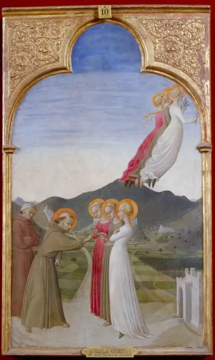 Framed Print : The Mystical Marriage Of St. Francis Of Assisi, 1444. Artist: Sassetta (1392-1450) Framed Print : The Mystical Marriage Of St. Francis Of Assisi, 1444. Artist: Sassetta (1392-1450)