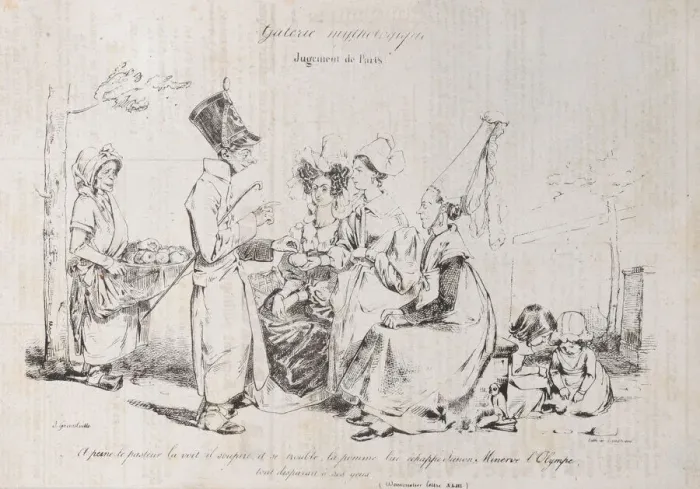 Framed Print : Mythological Gallery: Judgement of Paris, ca. 1829-31. Creator: Pierre Langlumé Framed Print : Mythological Gallery: Judgement of Paris, ca. 1829-31. Creator: Pierre Langlumé