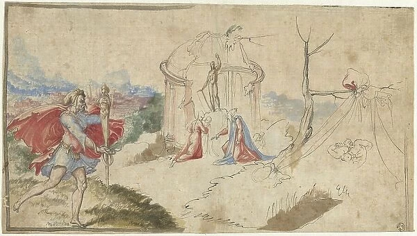 Mythological scene (Aeneas flees Troy?), 1550-1600. Creator: Aniello Redita
