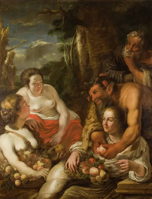 Framed Print : Mythological Scene-Filling the Horn of Plenty?, 1659. Creator: Juriaen Jacobsz Framed Print : Mythological Scene-Filling the Horn of Plenty?, 1659. Creator: Juriaen Jacobsz