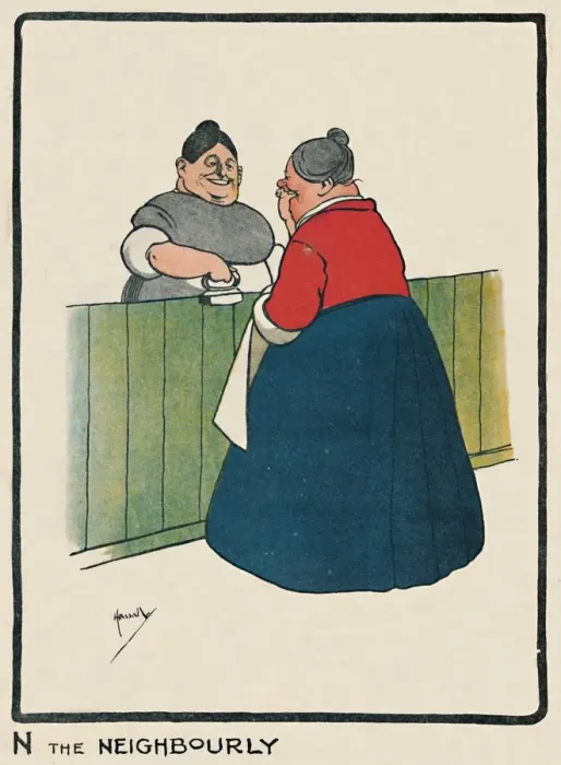 Framed Print : N the Neighbourly, 1903. Artist: John Hassall Framed Print : N the Neighbourly, 1903. Artist: John Hassall
