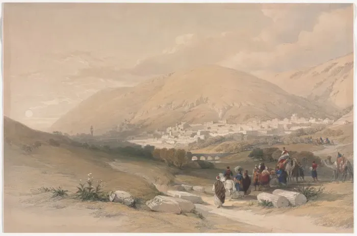 Framed Print : Nablus Ancient Shechem, 1839. Creator: David Roberts (British, 1796-1864) Framed Print : Nablus Ancient Shechem, 1839. Creator: David Roberts (British, 1796-1864)