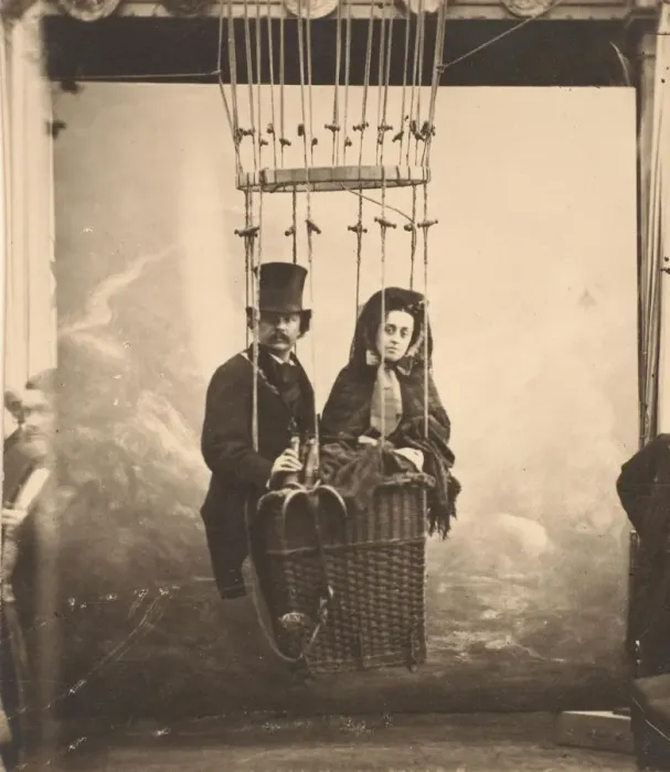 Framed Print : [Nadar with His Wife, Ernestine, in a Balloon], ca. 1865, printed 1890s. Creator: Nadar