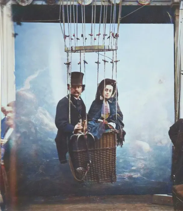 Framed Print : [Nadar with His Wife, Ernestine, in a Balloon], ca. 1865, printed 1890s. Creator: Nadar