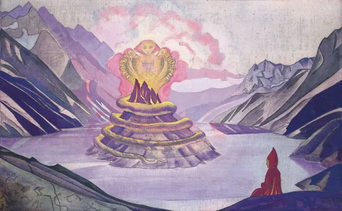 Framed Print : Nagarjuna Conqueror of the Serpent, 1925. Artist: Nicholas Roerich Framed Print : Nagarjuna Conqueror of the Serpent, 1925. Artist: Nicholas Roerich