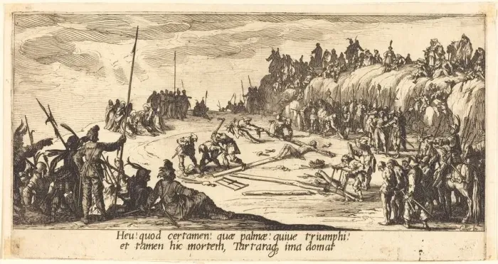 Framed Print : The Nailing to the Cross, c. 1618. Creator: Jacques Callot Framed Print : The Nailing to the Cross, c. 1618. Creator: Jacques Callot