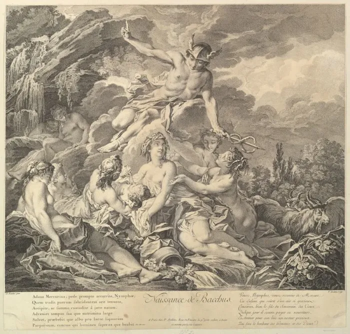 Framed Print : Naissance de Bacchus (Birth of Bacchus), 18th century. Creator: Pierre Alexandre Aveline Framed Print : Naissance de Bacchus (Birth of Bacchus), 18th century. Creator: Pierre Alexandre Aveline