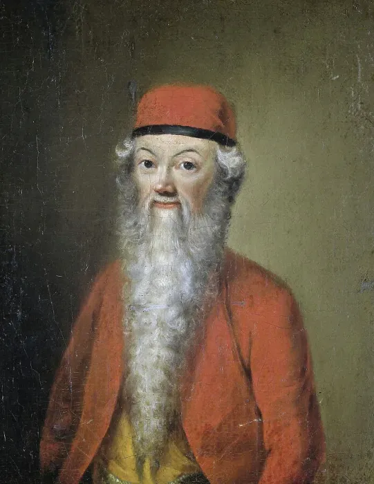 Framed Print : Naive or caricatured portrait of Jean-Etienne Liotard at the age of about 54, c.1752-c.1800. Creator: Unknown Framed Print : Naive or caricatured portrait of Jean-Etienne Liotard at the age of about 54, c.1752-c.1800. Creator: Unknown