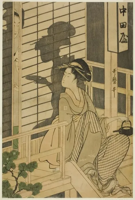 Framed Print : The Nakadaya teahouse, Japan, c. 1794 / 95. Creator: Kitagawa Utamaro Framed Print : The Nakadaya teahouse, Japan, c. 1794 / 95. Creator: Kitagawa Utamaro