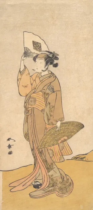 Framed Print : Nakamura Matsue II as a Woman Standing on a Hill, 1773. Creator: Shunsho Framed Print : Nakamura Matsue II as a Woman Standing on a Hill, 1773. Creator: Shunsho