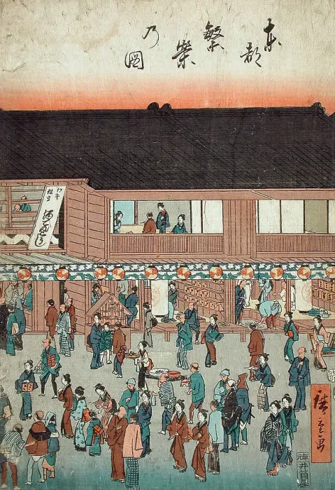 Framed Print : Nakamuraza Kabuki Theatre (image 1 of 3), 1854. Creator: Ando Hiroshige Framed Print : Nakamuraza Kabuki Theatre (image 1 of 3), 1854. Creator: Ando Hiroshige