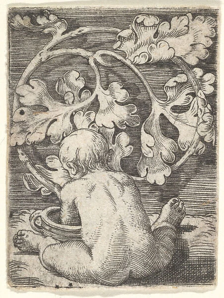 Naked Child Seen from Back Seated in Front of a Vessel, mid-17th century