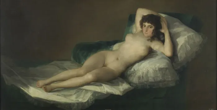 Framed Print : The Naked Maja, c. 1797-1800. Artist: Goya, Francisco, de (1746-1828) Framed Print : The Naked Maja, c. 1797-1800. Artist: Goya, Francisco, de (1746-1828)
