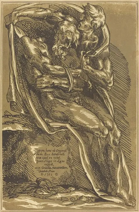 Framed Print : A Naked Man, Seated, with His Hands Tied, 1782. Creator: John Skippe Framed Print : A Naked Man, Seated, with His Hands Tied, 1782. Creator: John Skippe