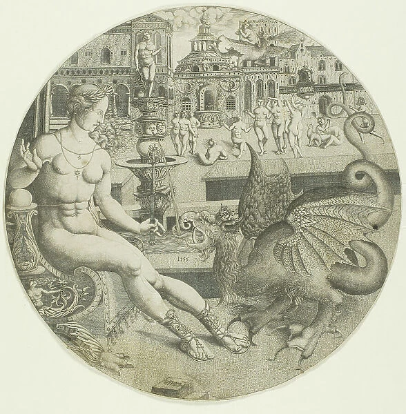 The Naked Woman and the Dragon, 1553. Creator: Allaert Claesz