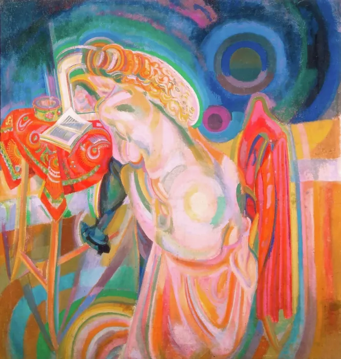 Framed Print : Naked Woman Reading, 1915-1916. Creator: Delaunay, Robert (1885-1941) Framed Print : Naked Woman Reading, 1915-1916. Creator: Delaunay, Robert (1885-1941)