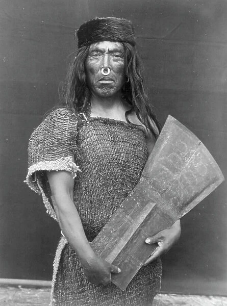 Nakoaktok chief and copper, c1914. Creator: Edward Sheriff Curtis