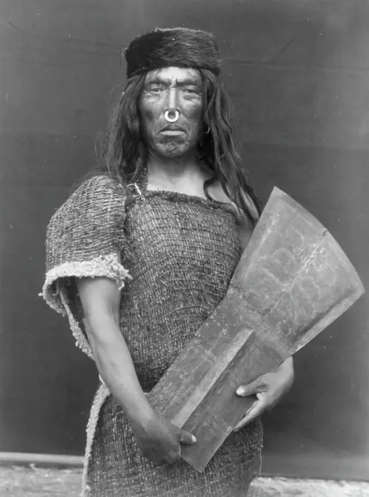 Framed Print : Nakoaktok chief and copper, c1914. Creator: Edward Sheriff Curtis Framed Print : Nakoaktok chief and copper, c1914. Creator: Edward Sheriff Curtis